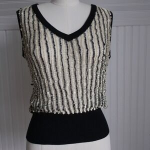 90s black‎ label DKNY iridescent sequin net vest